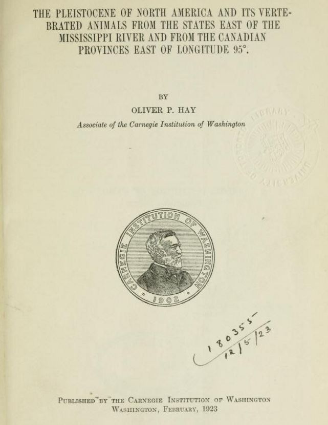 Title page of The Pleistocene of North America...