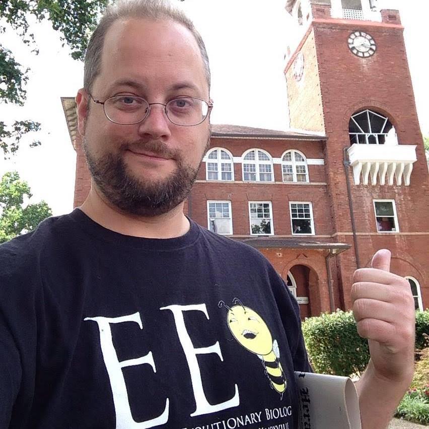 Nick Matzke outside the Rhea County, Tennessee, courthouse, where John T. Scopes was tried in 1925.