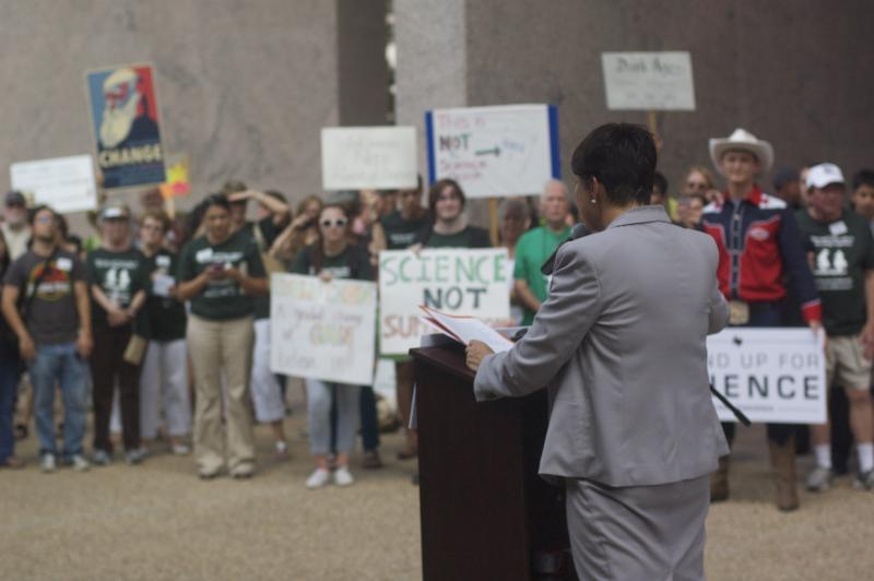 TFN's Kathy Miller addresses the rally