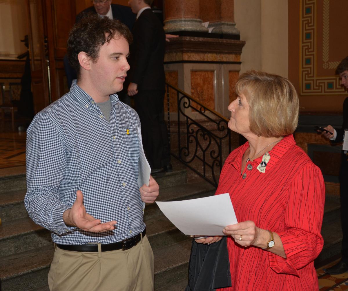 Kyle with Rep. Steckman; retired teacher and education advocate