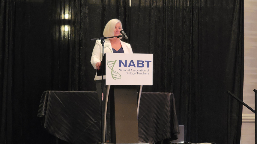 New NCSE Executive Director Amanda Townley acting in her role as NABT President.