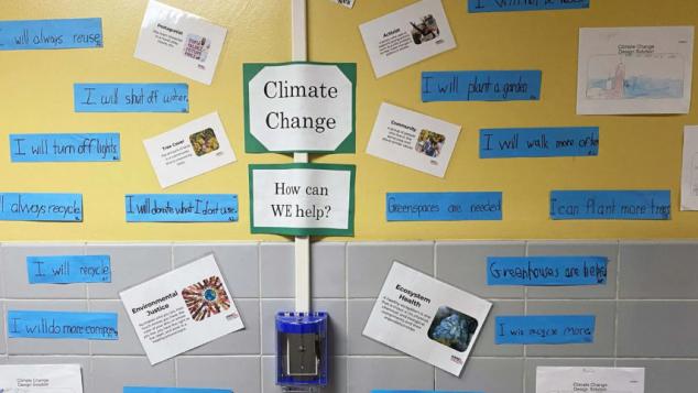 Climate change wall of messages.