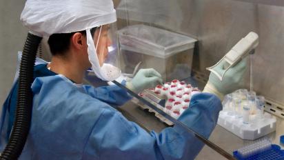 A scientist working on a vaccine