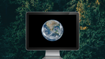Earth image on a computer screen