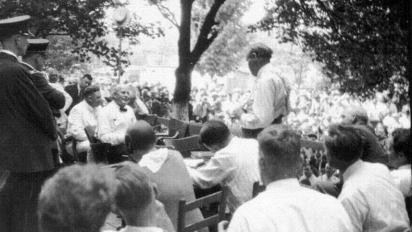 The Scopes trial outdoors.