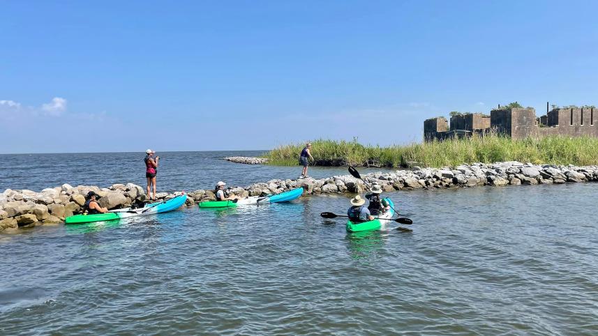 Louisiana science teachers kayaking to Fort Proctor