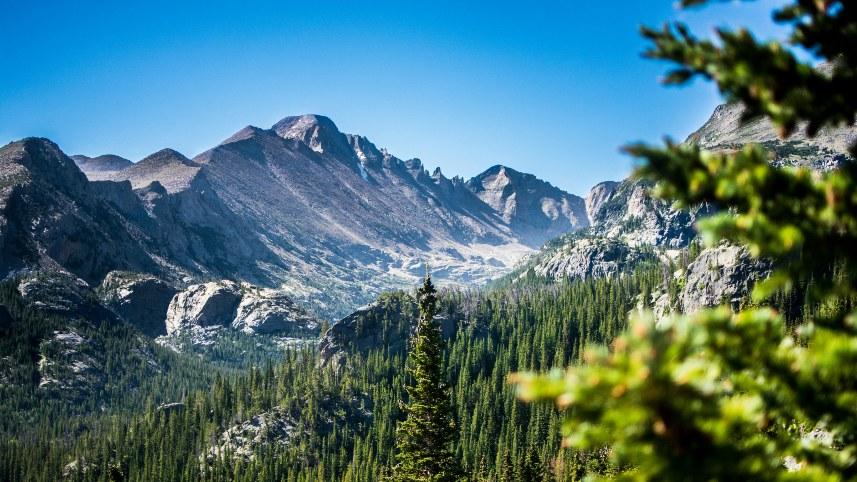 A panoramic mountain view of Estes Park, Colorado.